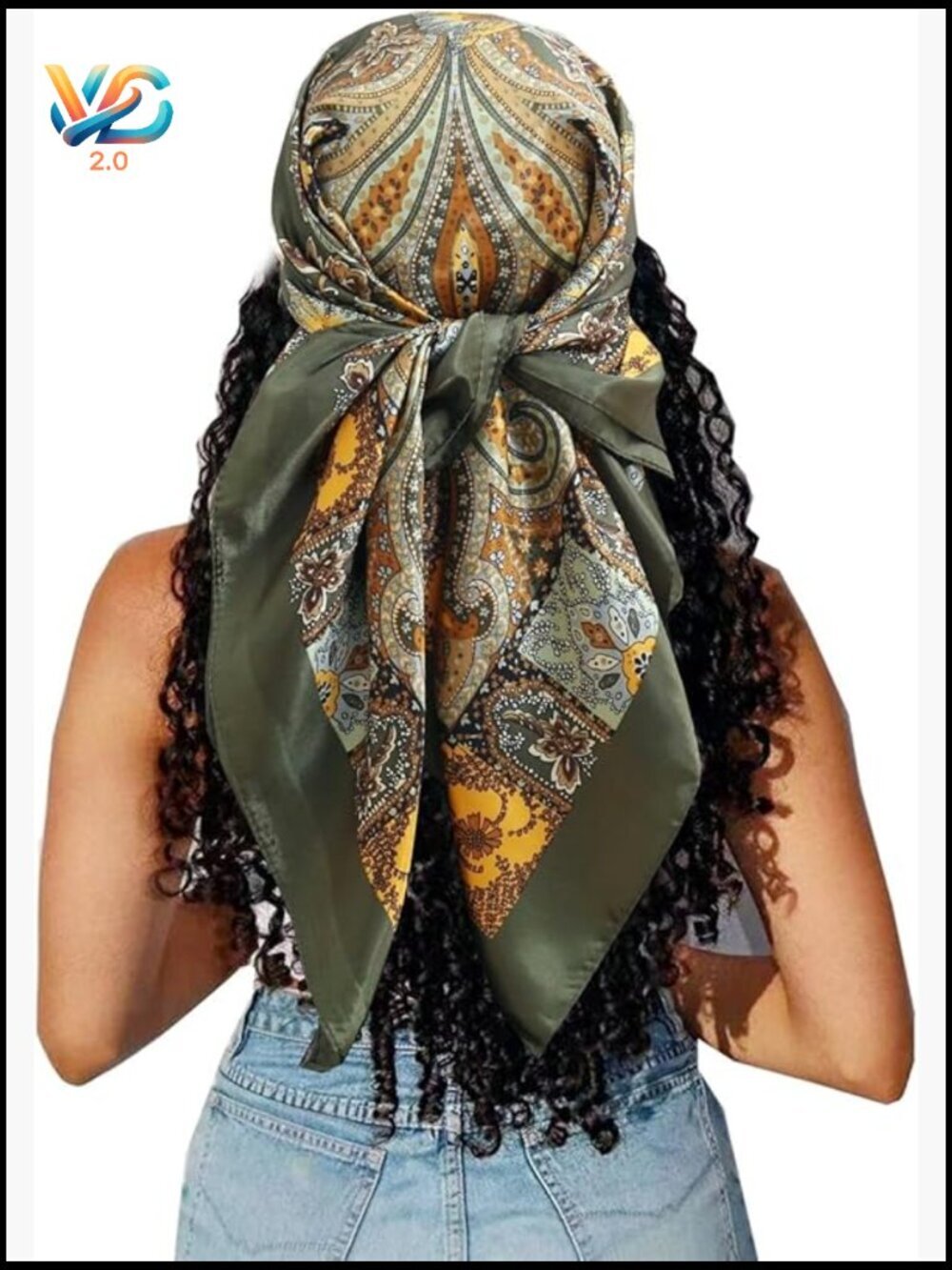 Large Square Satin Head Scarf Versatile Hair Bandana Wrap 35 inch